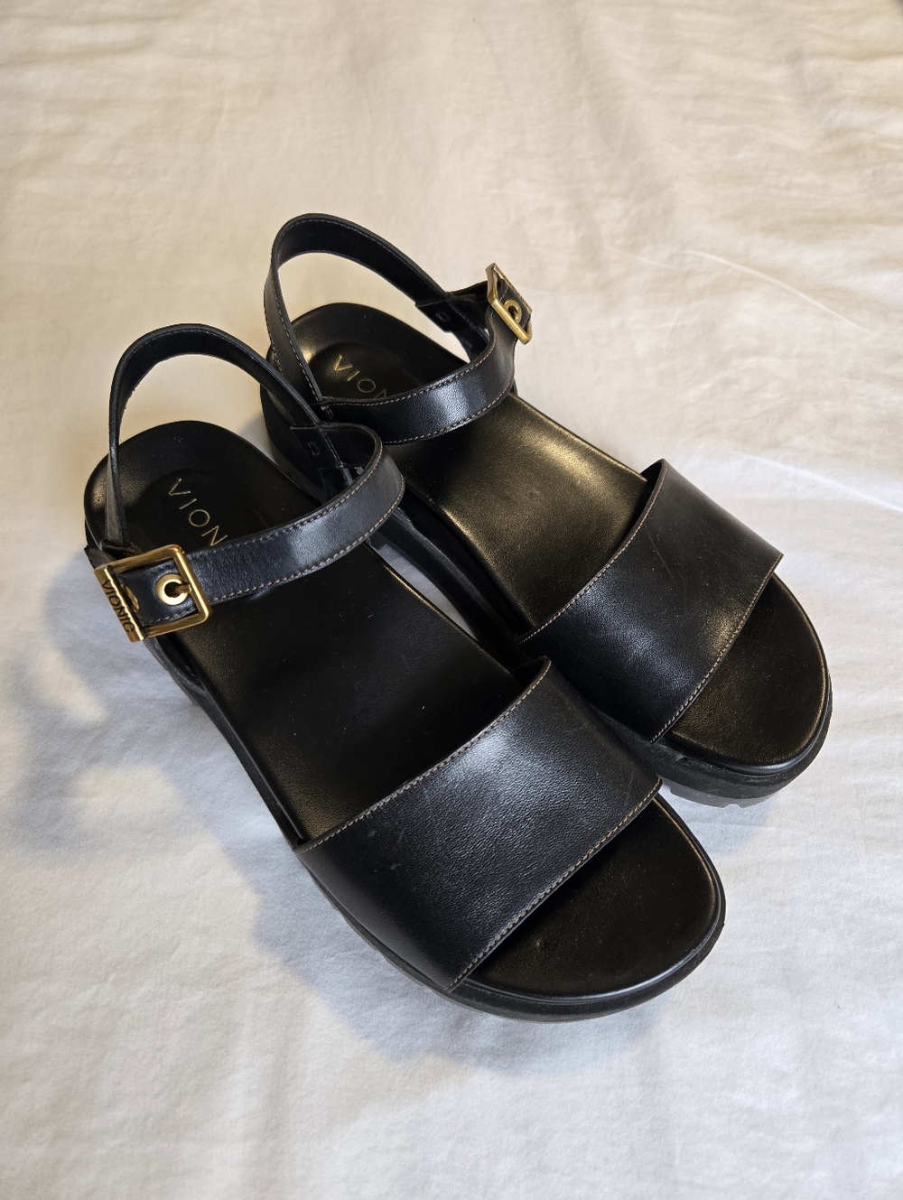 Vionic Jamie Lug Sole Platform Sandals, Black, Size 9